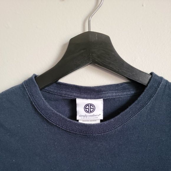 Simply Southern Shirt Womens Small Blue Gold God Is My Arrow Preppy Ladies B68 - Picture 6 of 9